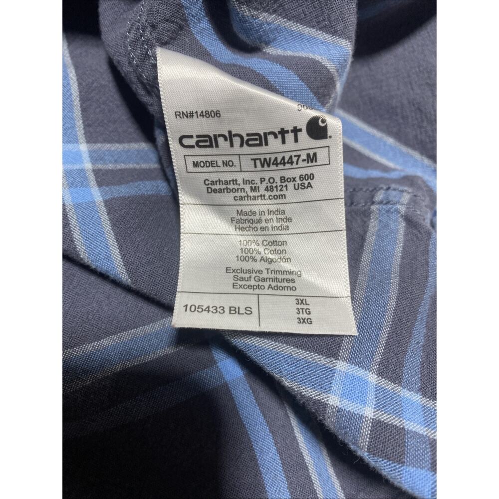 Carhartt Shirt Mens XXXL Blue Loose Plaid Chore Chamois Workwear Construction - Picture 5 of 9